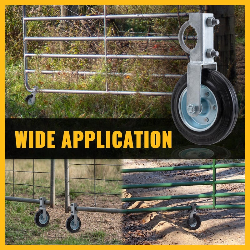 VIVIDA Gate Wheels for Metal Tube Gate, 6"" Gate Wheel Gate Support Wheel with 1-5/8"" Thru 2"" Gate Frames, Heavy Duty Gate Helper Wheel for Chain Link Fence Swing Gate, 1 PCS - Image 2